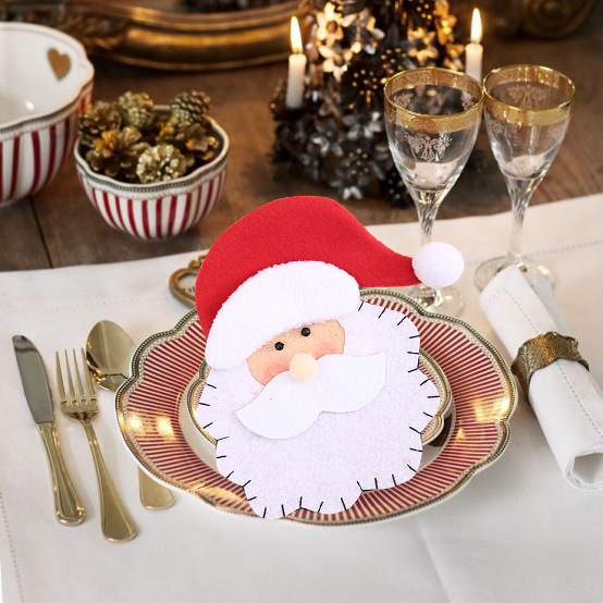Hogar y jardín Haube Nuevos suministros navideños Juego de cuchillo y tenedor de Papá Noel Bolsa de vajilla navideña Regalo creativo navideño para el hogar_voghion.com