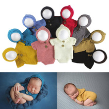 创意妈妈 儿童摄影连体衣针织连体衣带帽套装 宝宝拍照毛衣