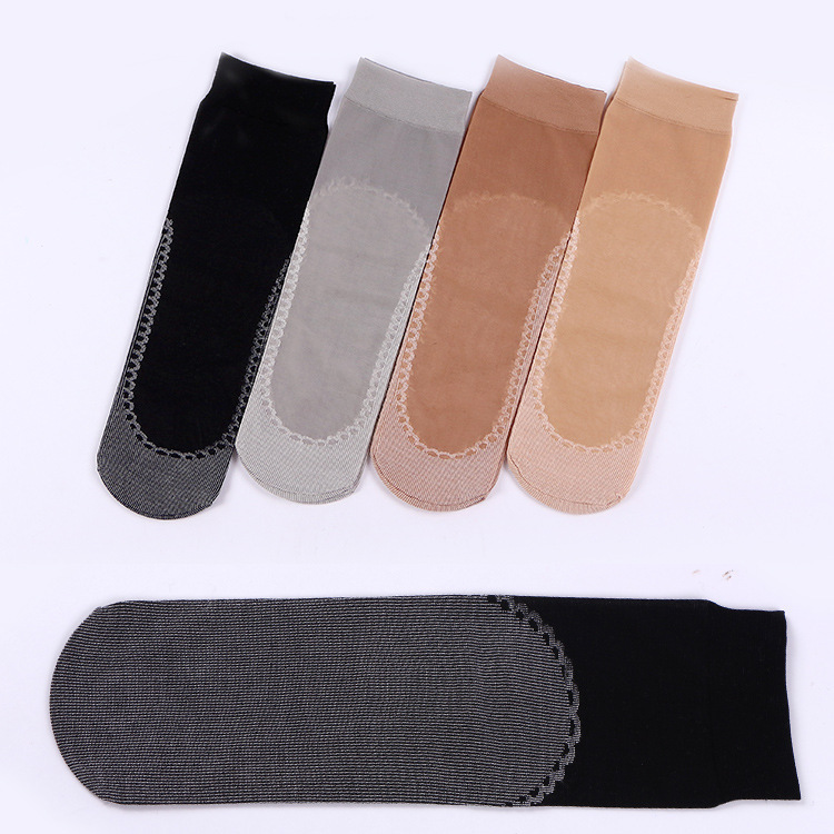 Spring and summer cotton bottom stockings short ladies breathable sweat-absorbent non-slip short socks sole with cotton mid-tube socks thin wholesale