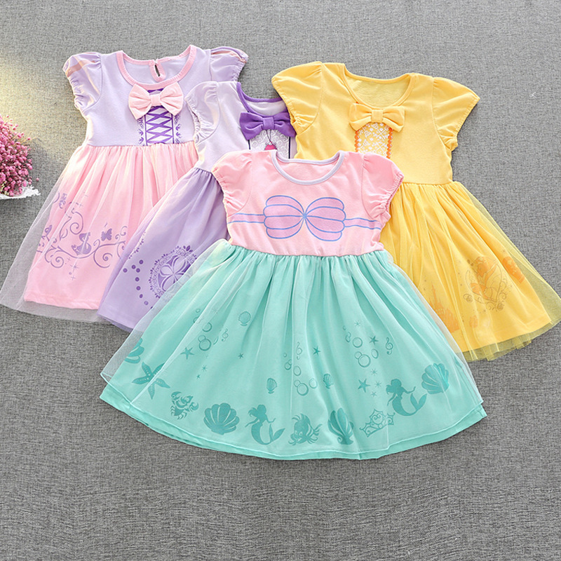 Foreign Trade Children's Dress Belle Princess Dress 2025 New Snow White Dress Short-Sleeved Girls' Clothing Dropshipping