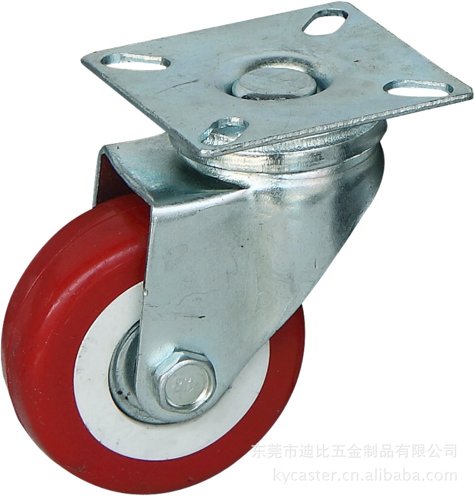 脚轮万向轮工业轮1.5寸2寸2.5寸3寸红色双轴PVC轮子万向脚轮厂家