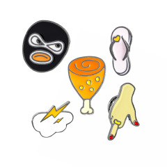 Bestselling cartoon brooch from Europe and America Cute and playful slippers/hand gesture/lightning/robber/coffee dripping oil brooch