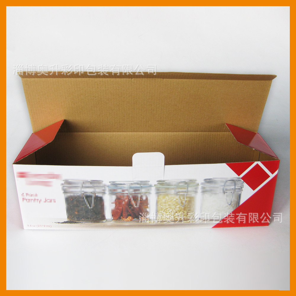 玻璃制品 食品调料包装纸箱 四件套调味料类彩色瓦楞纸盒礼盒