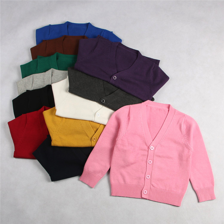 ins 22 new V-neck cardigan sweater children's sweater solid color men's and women's baby cardigan multi-color optional