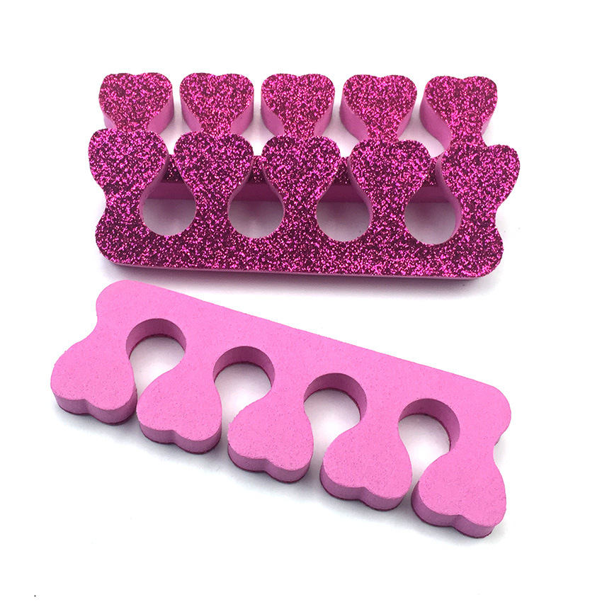 Separador de dedos de muestra Separador de dedo de EVA separador de dedo de algodón rosa herramienta de pegamento