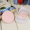 Small acrylic handheld folding round mirror, brush