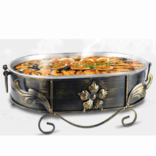 批发古铜海鲜大咖不锈钢海鲜盘 酒店酒精烧烤炉 海鲜大咖锅