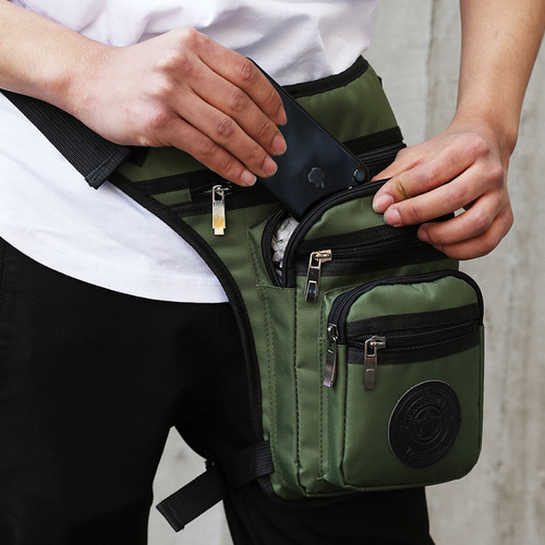 Cycling waist and leg bag, multifunctional tactical military fan bag, mountaineering outdoor fishing leg bag, men's bag, sports crossbody chest bag