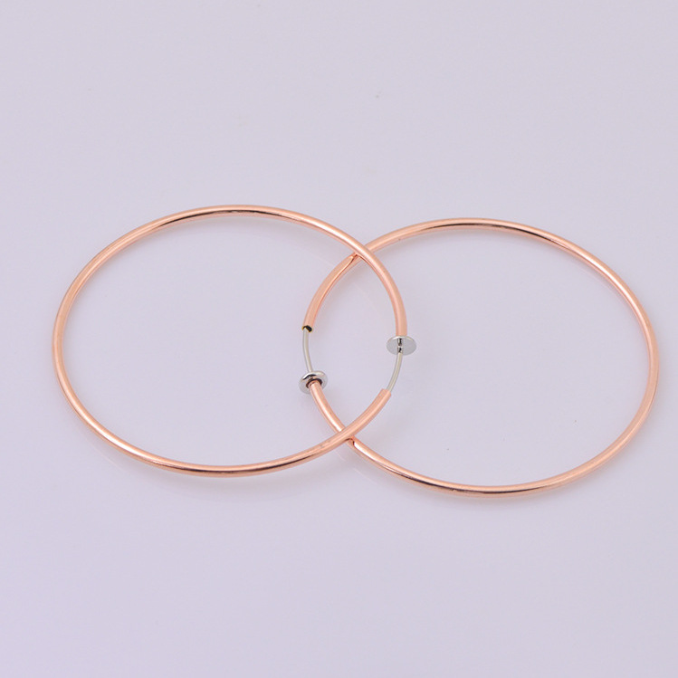 欧美夸张大圈弹簧耳夹 无耳洞耳饰品50MM降痛隐形假耳环耳圈批发