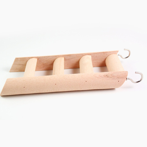 Hamster Wooden Climbing Ladder with Hooks, Pet Gerbil Anti-Slip Climbing Exercise Toy, Cage Villa