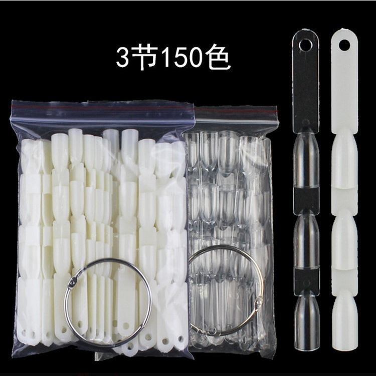 Placa de color de esmalte de uñas de 3 capas de bambú práctica de arte de uñas pieza de uñas 150 piezas en forma de abanico herramienta de tablero de exhibición de piezas de arte de uñas