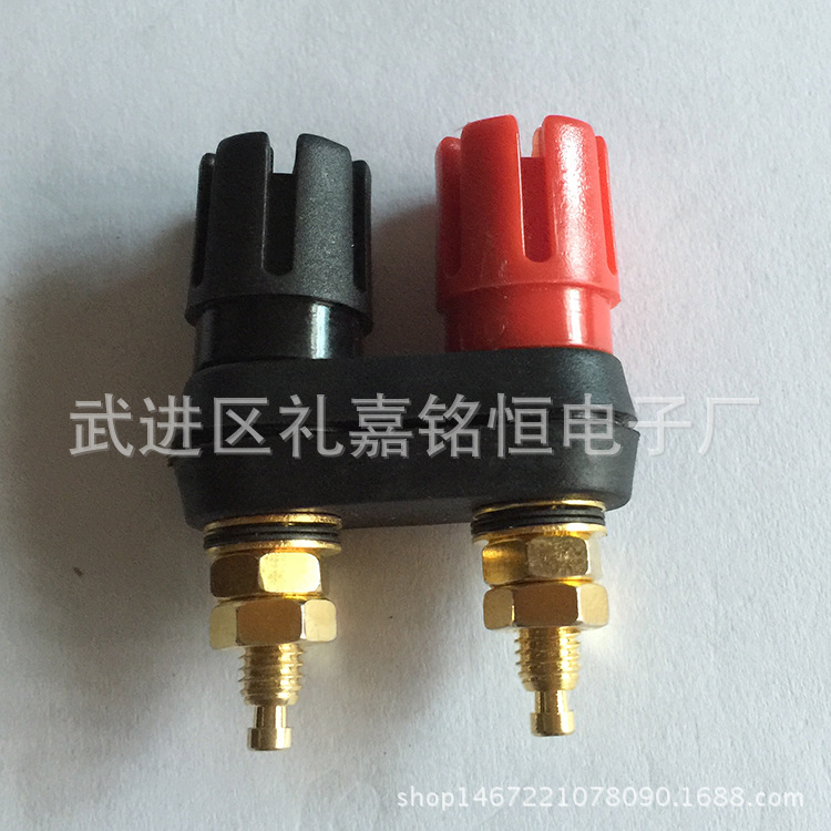 纯铜镀金红黑连体接线柱功放双位接线柱端子4mm香蕉插座现货供应
