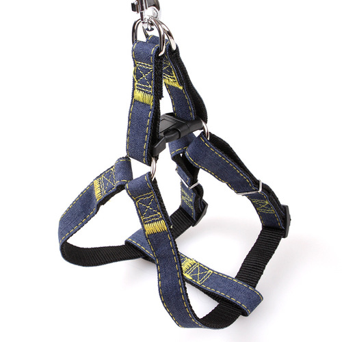 T manufacturer denim leash sewn cloth dog harness thickened wear-resistant pet supplies large and medium size