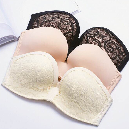 AliExpress Miracle Glossy Strapless Bra Lace Push Up Underwear Invisible Anti-Lighting Summer With Palm