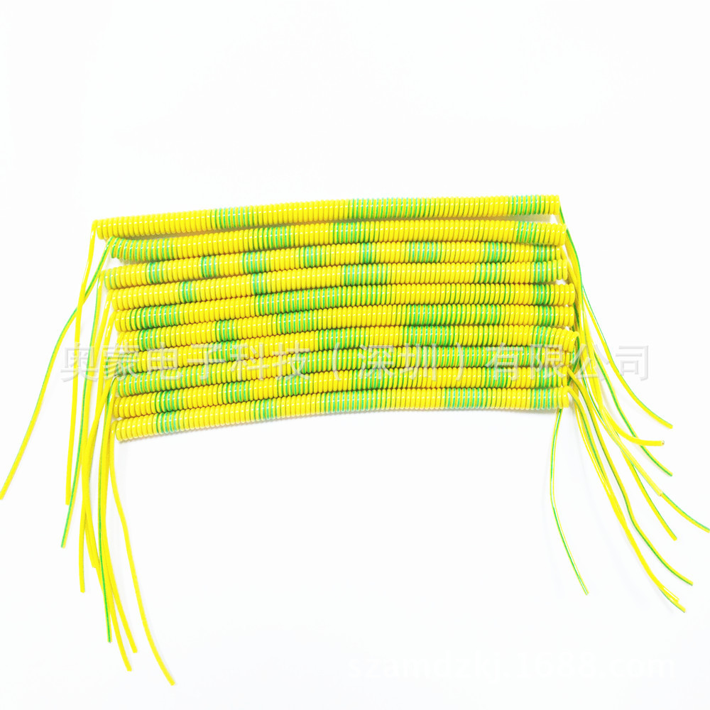 环保双层绝缘黄绿线弹簧线 单芯黄绿线电子线 4平方螺旋线接地线