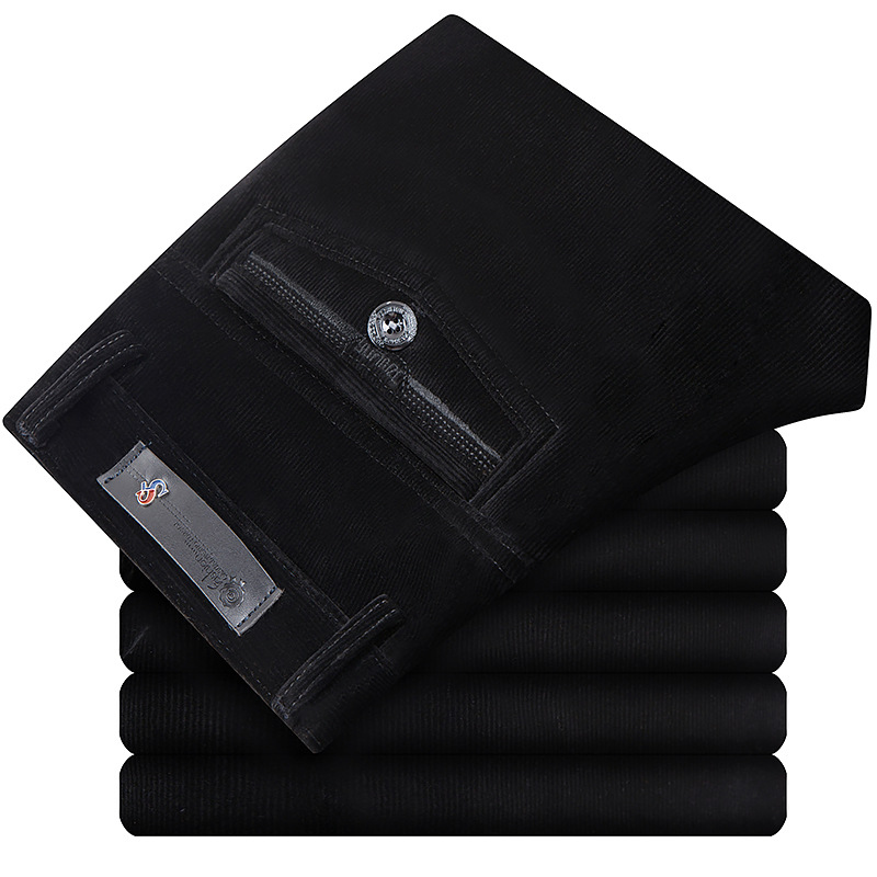 Pantalones de pana de primavera y verano para hombres sueltos de mediana edad y ancianos pantalones casuales de pana papá pana de cintura alta pantalones elásticos rectos