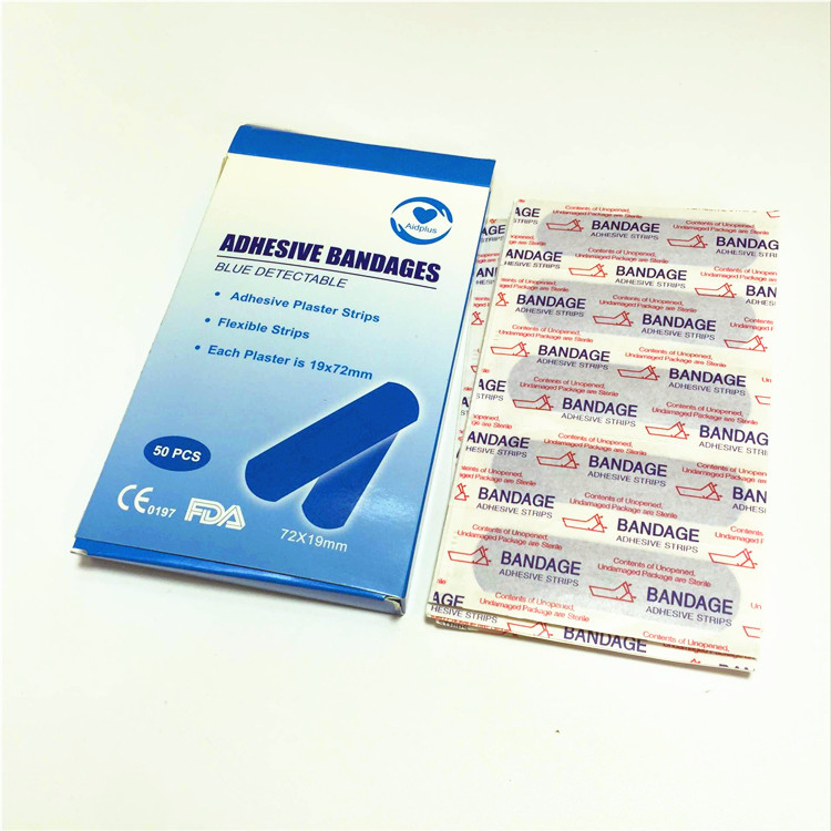 Envío gratuito 100 unidades una caja de azul grado alimenticio Banda-Ayuda impermeable Hotel chef metal detectable libre de drogas