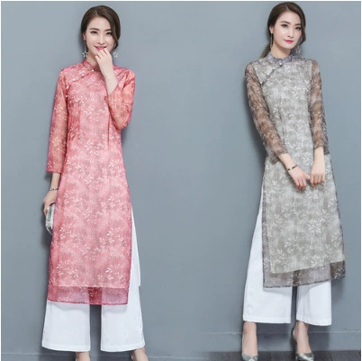 1731 реальный выстрел Ретро светский темперамент весеннее модное платье шифон широкие брюки костюм из двух частей весна Женщины