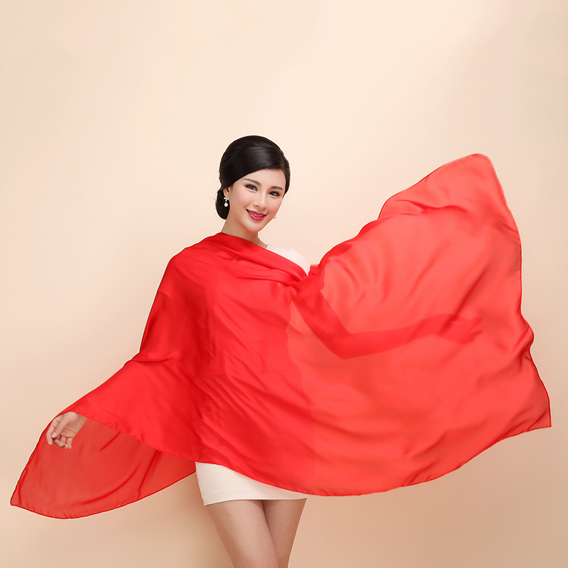 纯色缎面仿真丝丝巾女夏季防晒纱巾百搭长款空调披肩批发防晒必备