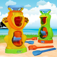 儿童沙滩玩具沙漏 双轮决明子塑料沙彩石沙漏玩具套装挖沙工具
