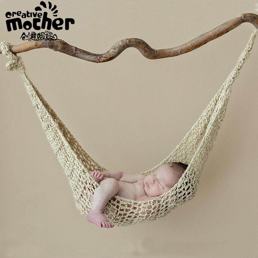 创意妈妈 儿童摄影网兜影楼辅助道具新生儿拍照加宽加厚 毛线吊床
