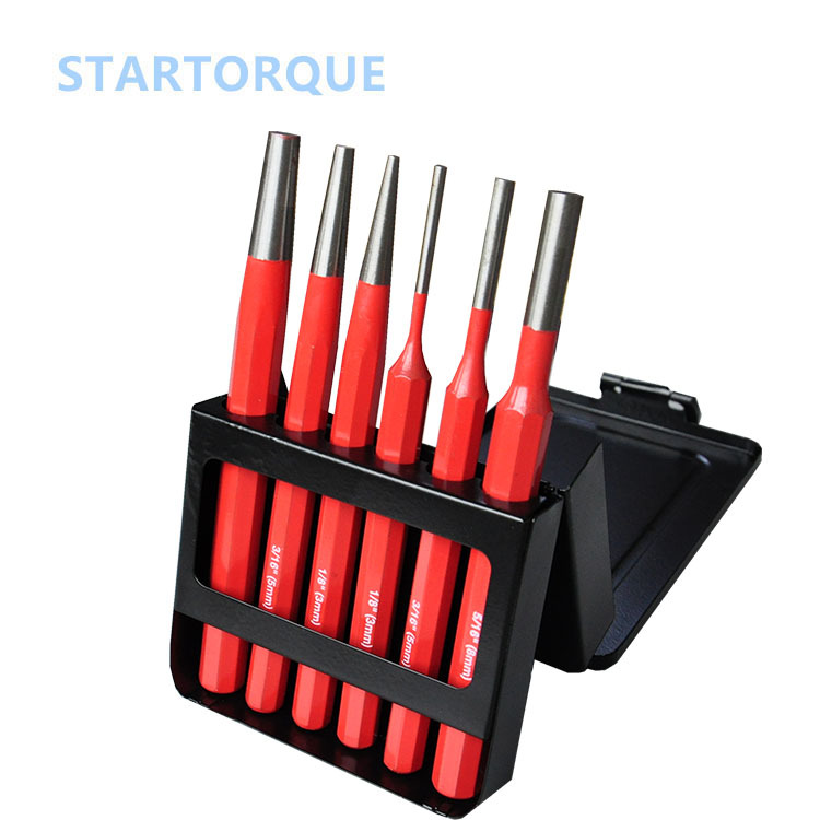 拓卡STARTORQUE 6件套圆柱冲/精钢冲子/冲孔打孔工具铁盒套装