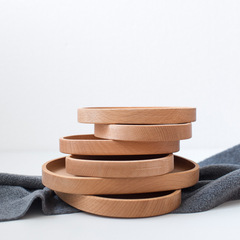 Japanese wooden tray home snack fruit plate sushi snack plate dry fruit plate tea tray beech wood pebble dinner plate