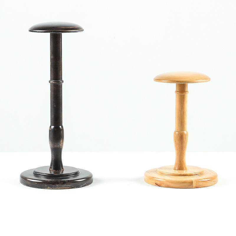 Soporte para sombrero de mesa de madera maciza Soporte para exhibición de sombreros de tienda de ropa Soporte para exhibición de ventana de soporte para sombrero de madera maciza