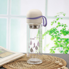 新款希乐双层高硼硅玻璃杯创意时尚可爱耐高温水杯带过滤网泡茶杯