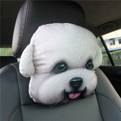 and Dog Head Husky Doge — Headrest - white-teddy-3025