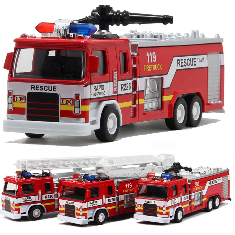 Modelo de Camión de Bomberos de Aleación con Fuerza de Retorno, Luz, Música y Sonido image 3