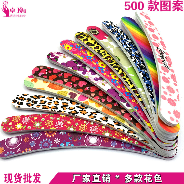 Fábrica directa de doble cara impresión Archivo de uñas Eva curva de frotamiento de uñas tira de arena tira de doble cara pulido