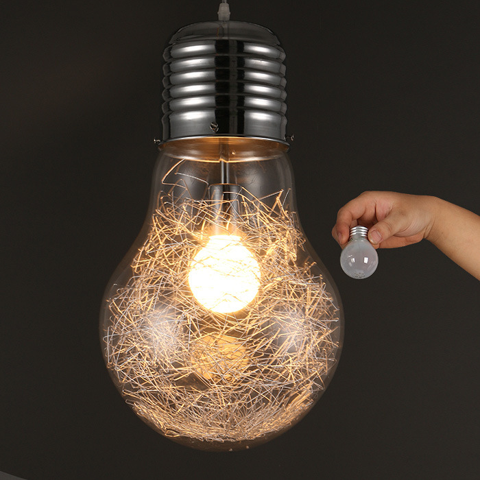 Modern simple creative personality Big Bulb chandelier restaurant lighting bar aisle gold and silver aluminum glass bedroom lamp Modern simple creative personality Big Bulb chandelier restaurant lighting bar aisle gold and silver aluminum glass bedroom lamp