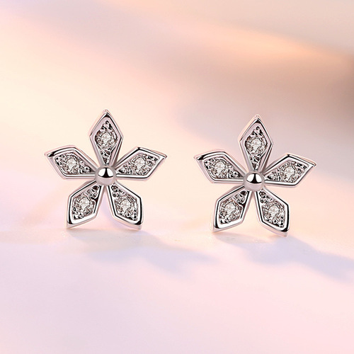 Kuaishou internet celebrity zircon earrings Korean fashion floral fashion accessories rose plum earrings wholesale