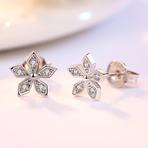 Kuaishou internet celebrity zircon earrings Korean fashion floral fashion accessories rose plum earrings wholesale