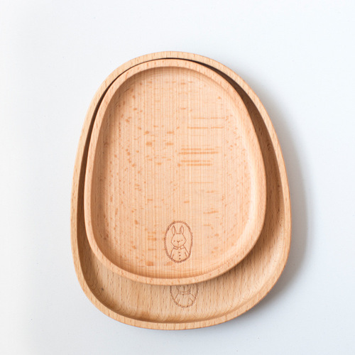 Japanese wooden tray home snack fruit plate sushi snack plate dry fruit plate tea tray beech wood pebble dinner plate