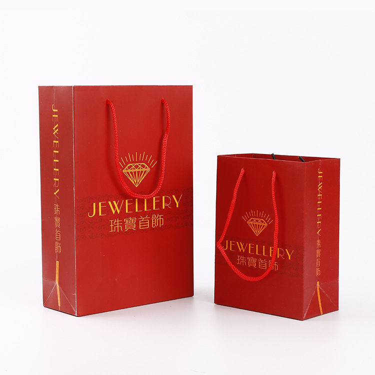 源头厂批发 精美烫金LOGO珠宝项链首饰包装礼盒方底手提袋