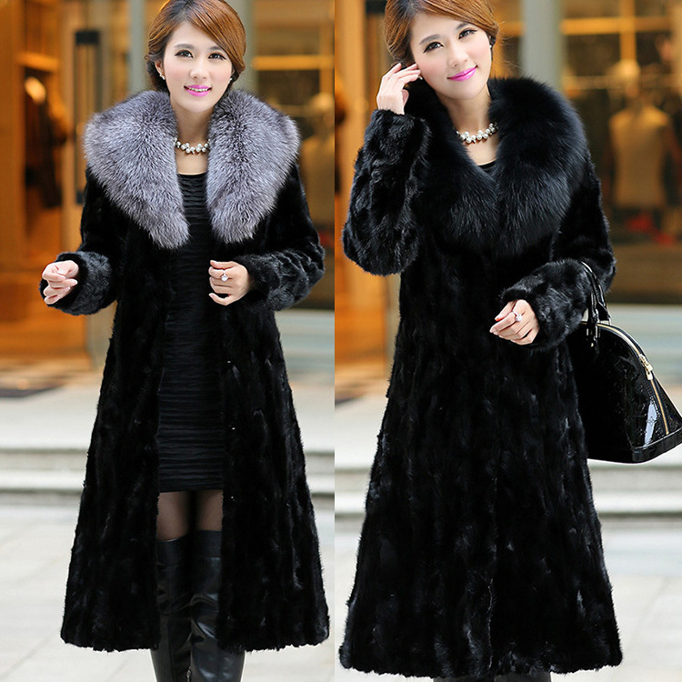 New special offer faux fur coat autumn and winter long mink fur coat Fox big fur collar European and American plus size women's clothing
