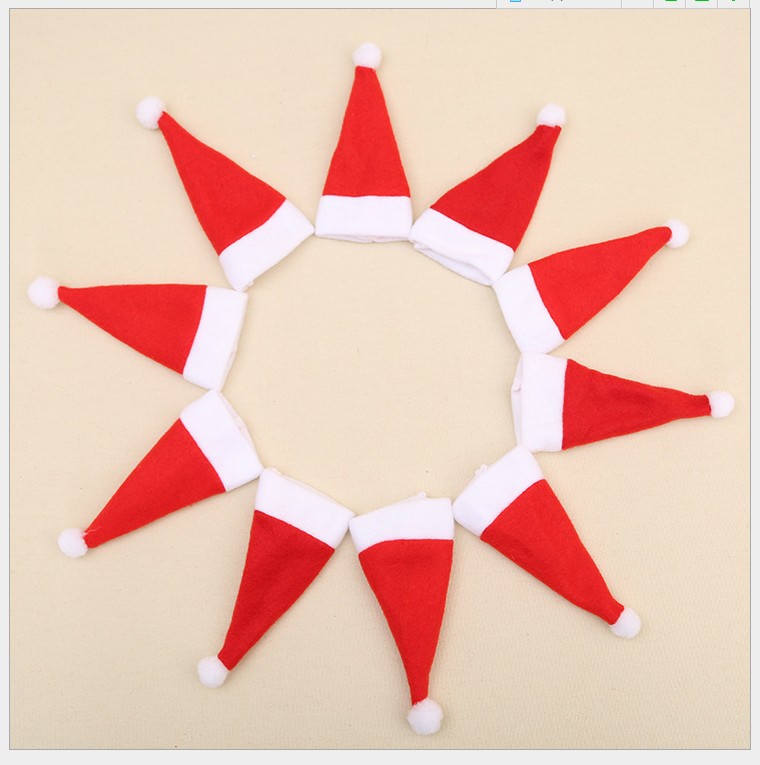 Decoraciones de Navidad sombrero de franela sombrero de Navidad cuchillo y tenedor conjunto Navidad botella de vino Decoración