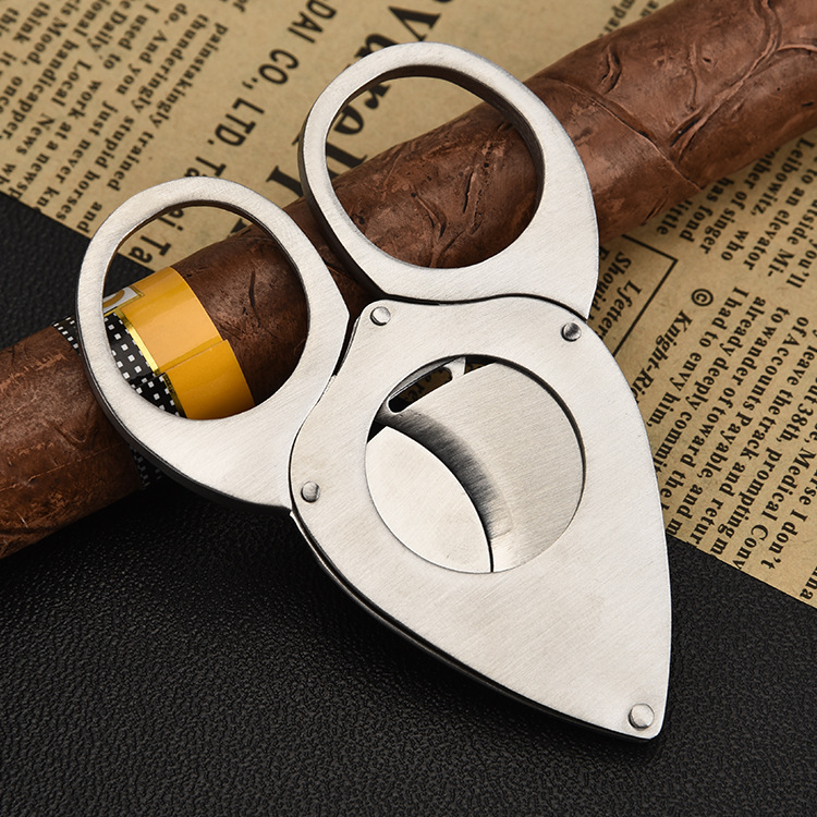 Cortador de cigarros de acero inoxidable tipo murciélago de doble filo, venta al por mayor