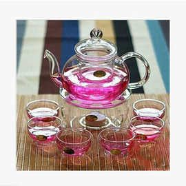 厂家批发透明玻璃整套花草茶具花茶壶带过滤功夫茶具礼品组合套装