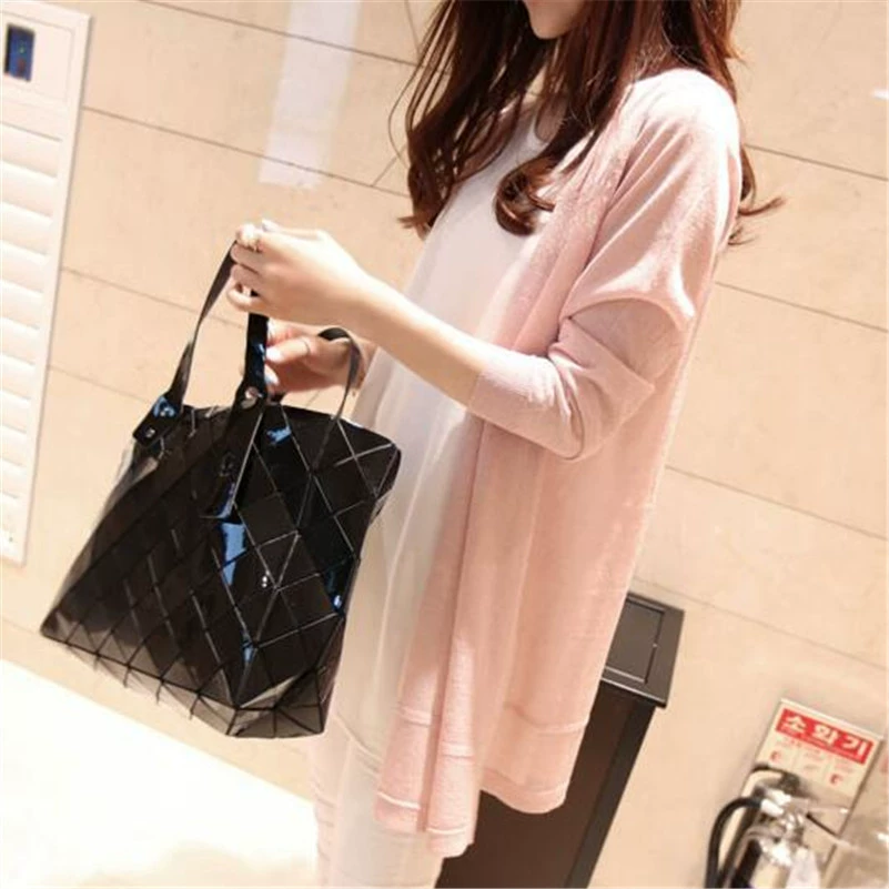 Лето 2019 Солнцезащитная рубашка, кардиган, женский свитер, Летний Тонкий Новый облегающий Однотонный свитер средней длины из ледяного шелка в Корейском стиле