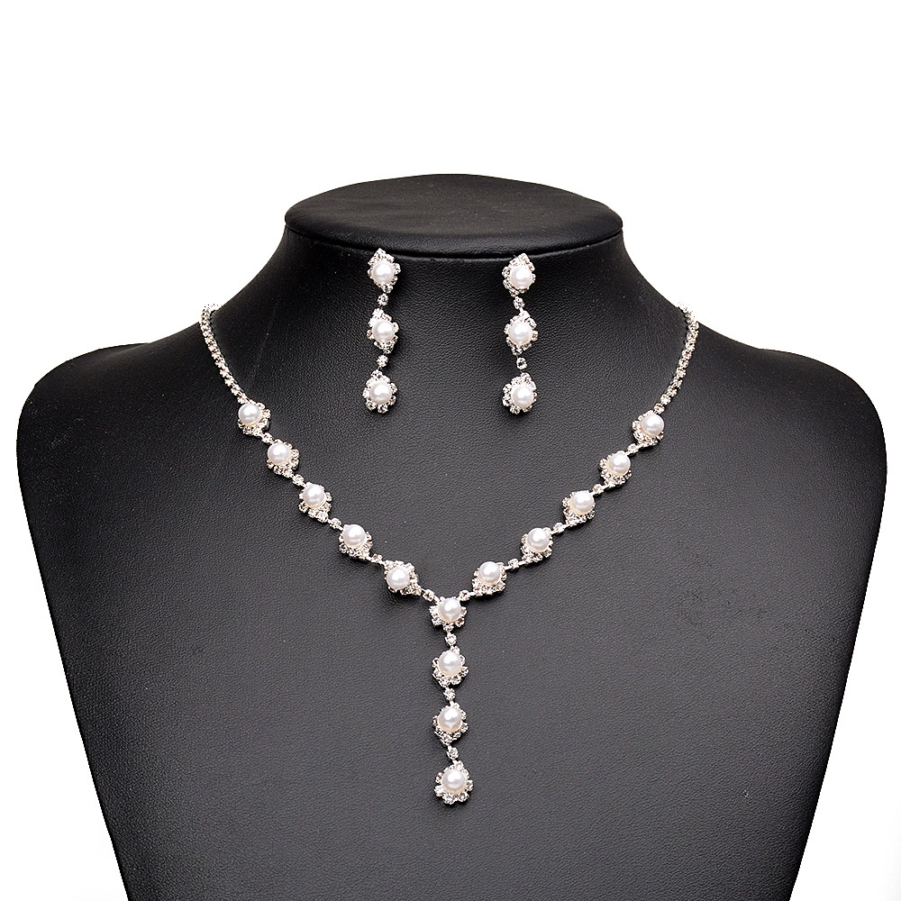 Accessories из жемчуга, ожерелье, цепочка, набор, универсальные серьги для невесты, для импорта, европейский стиль, оптом