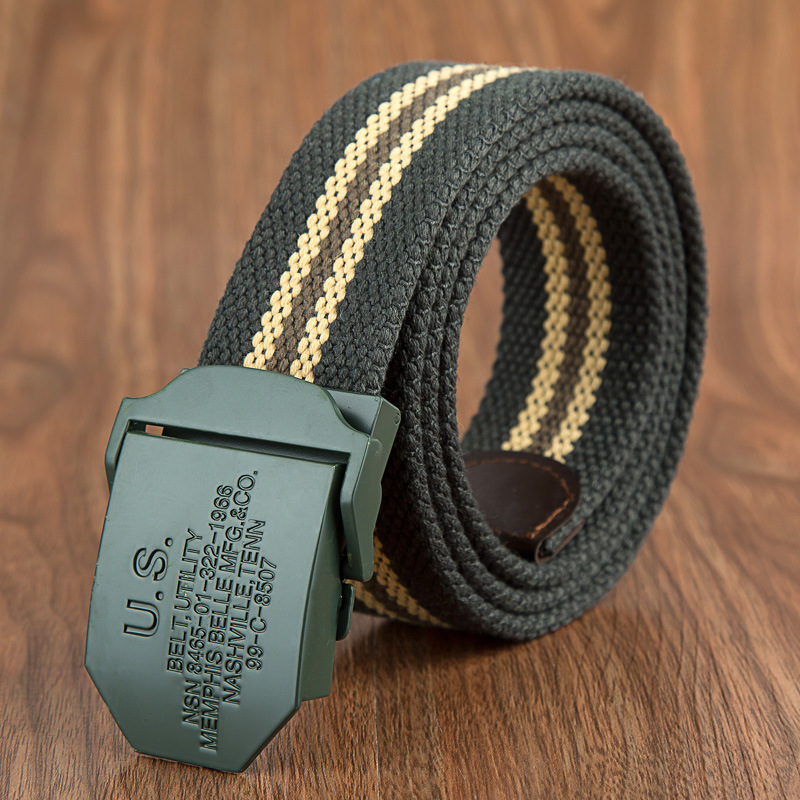 Ejército Verde EE. UU. hebilla automática cinturón de lona casual de los hombres al aire libre cinturón de lona se puede alargar cualquier venta directa de fábrica