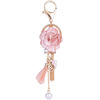Fresh cloth flower-shaped, keychain with tassels, pendant, Korean style, wholesale