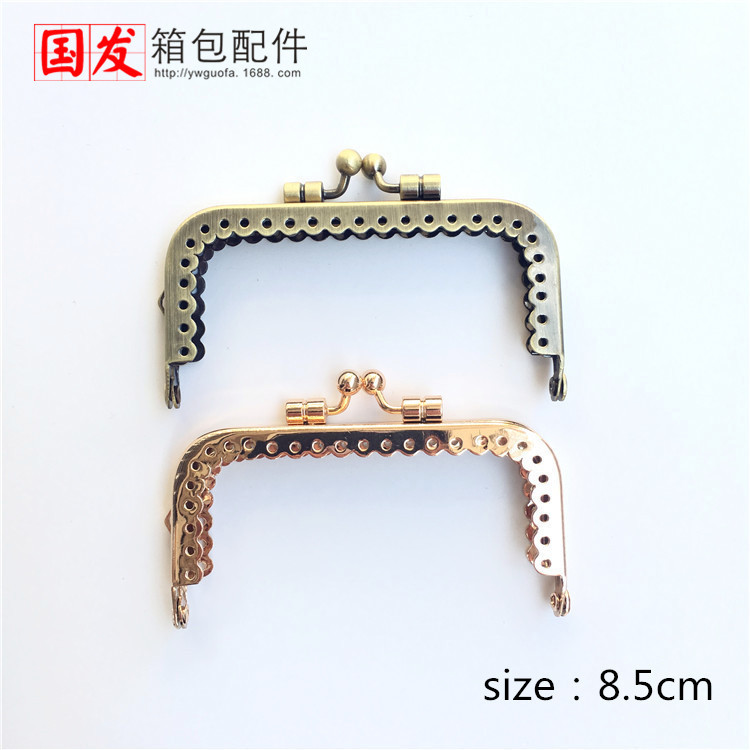 8.5CM cuadrado de encaje brillante carro piezas de oro boca clásica bolsa de oro boca
