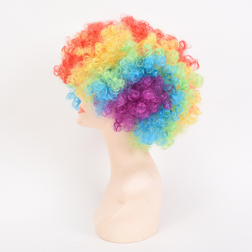 Halloween European and American afro wig cosplay fan wig clown headgear children rainbow party wig