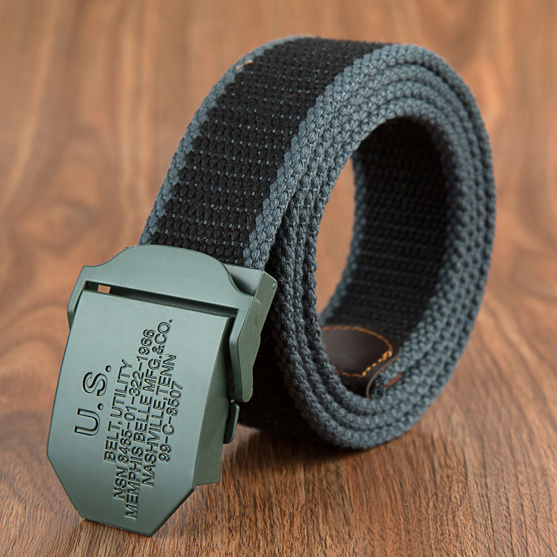 Ejército Verde EE. UU. hebilla automática cinturón de lona casual de los hombres al aire libre cinturón de lona se puede alargar cualquier venta directa de fábrica