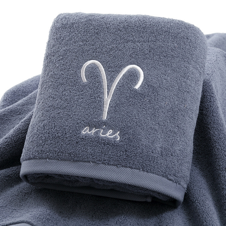 Pure Cotton 12 Constellation Towels, Bath Towels, Absorbent and Soft, Gift-Giving for Couples, Thickeneded, Embroiderable, Logo-Giving, Gift Box, Quick-Drying
