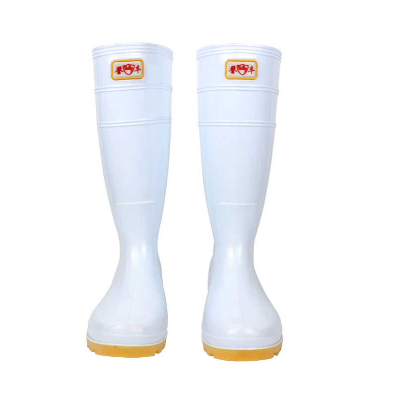 Новые белые двухцветные маслостойкие сапоги Yufeng, супер маслостойкие Нескользящие водонепроницаемые сапоги из ПВХ, устойчивые к кислотам и щелочам, пищевые сапоги из говяжьих сухожилий